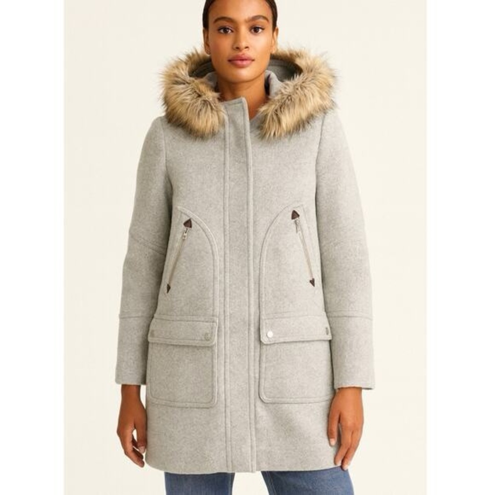 JCrew $365 Chateau Parka Heather Dusk Gray Wool Jacket, Size 4